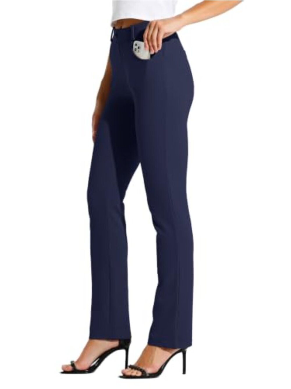 Women's Straight Leg Yoga Dress Pants Stretchy Office Work Slacks with Pockets